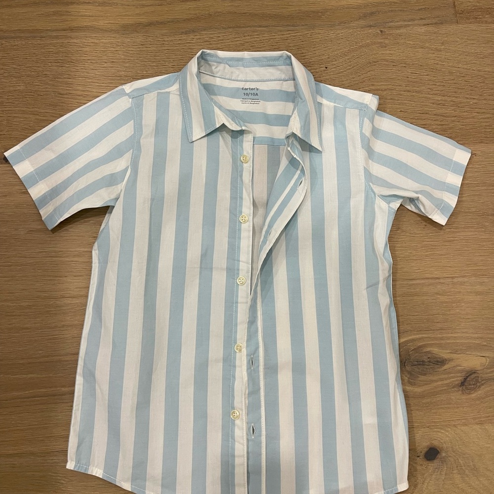 Carter's Blue and White Striped Kids Button-Down Shirt